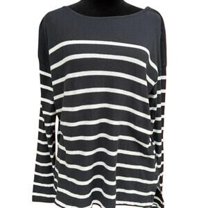 J.Crew women's size S charcoal  gray with ivory stripes, long sleeve